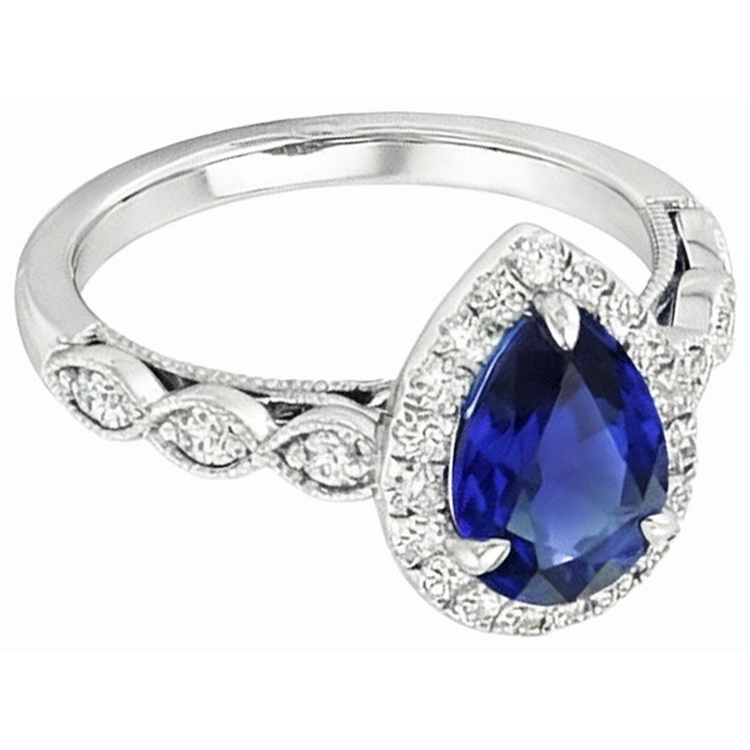 naturel pear diamant 2.50carats bague vue de dessus