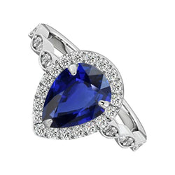 Bague Anniversaire Halo Saphir Bleu Ceylan