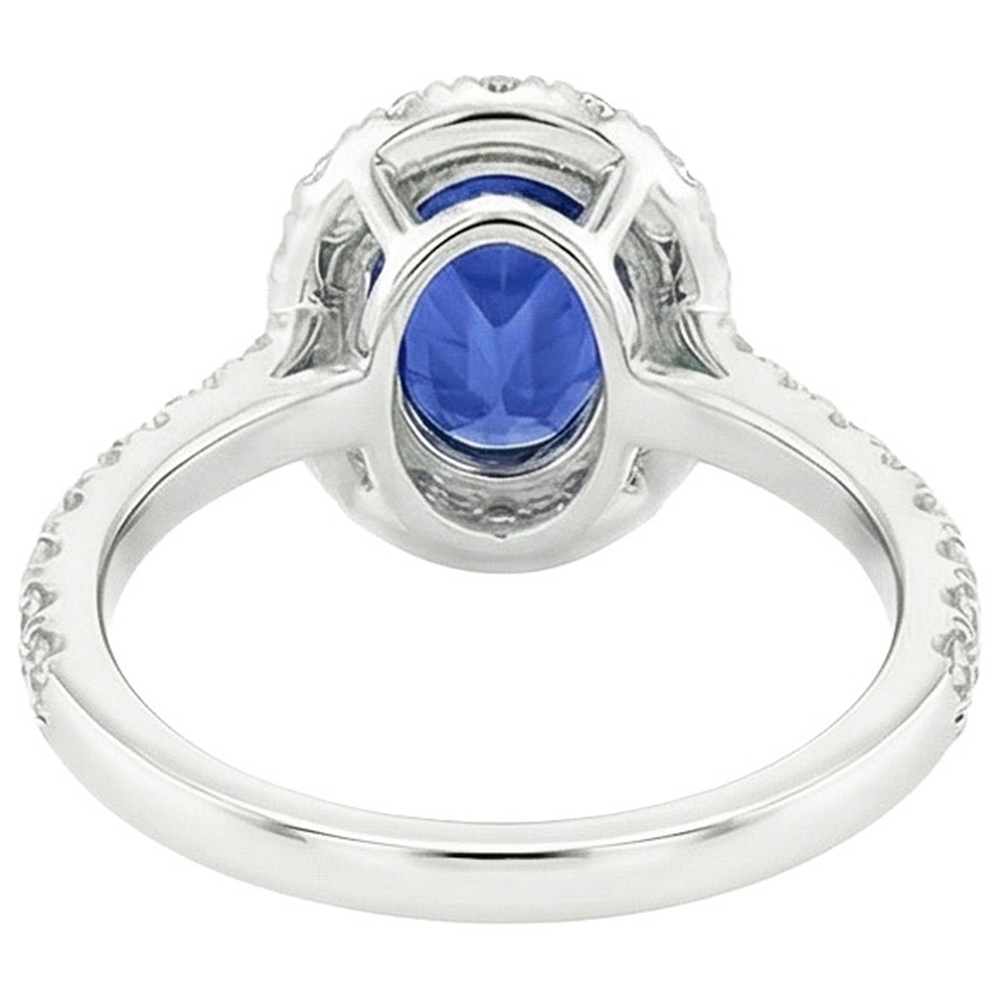naturel oval saphir 5.50carats bague angle de côté