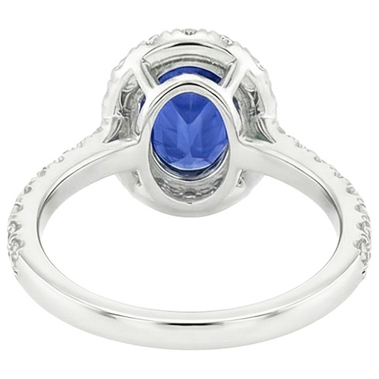 naturel oval saphir 5.50carats bague angle de côté