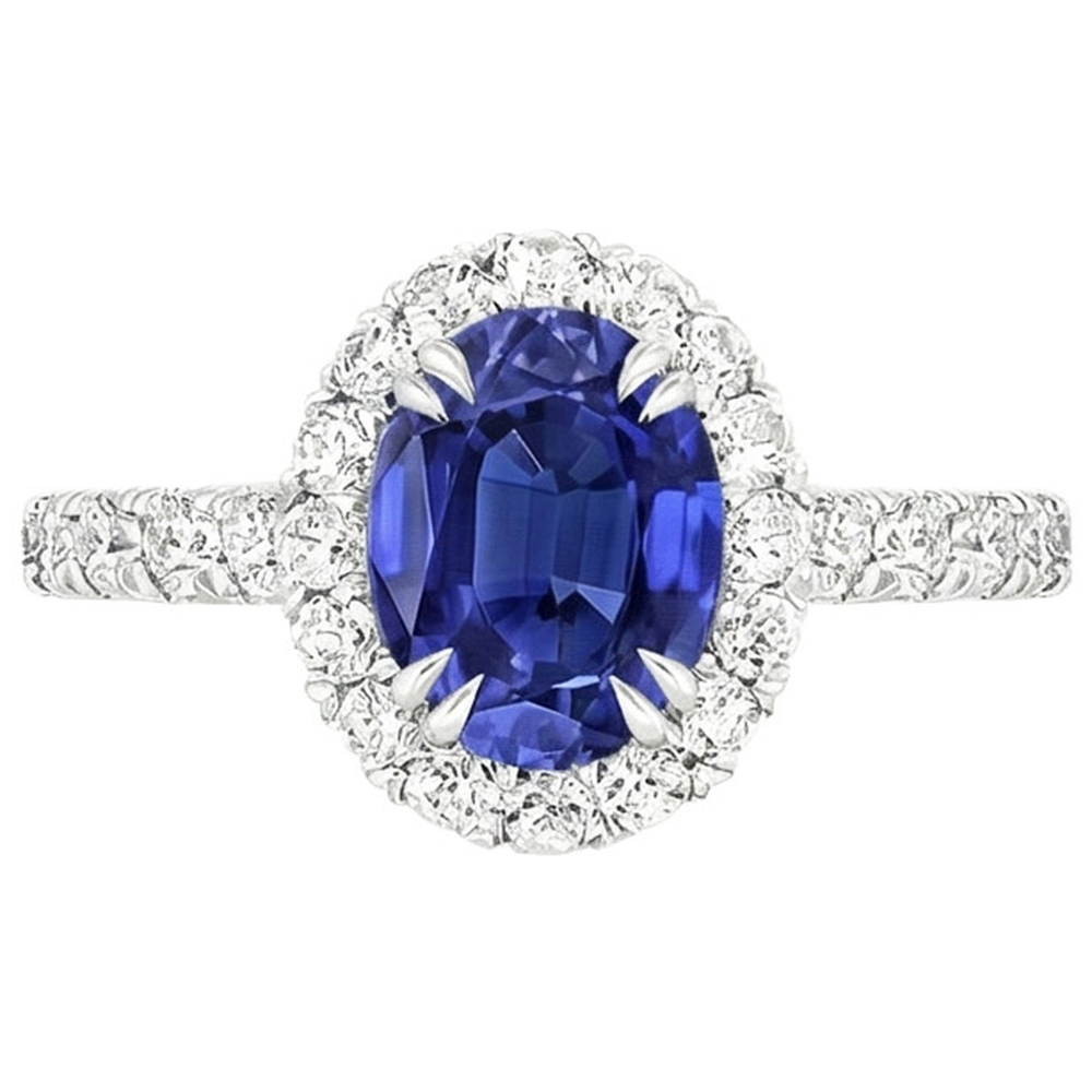 naturel oval saphir 5.50carats bague détail rapproché