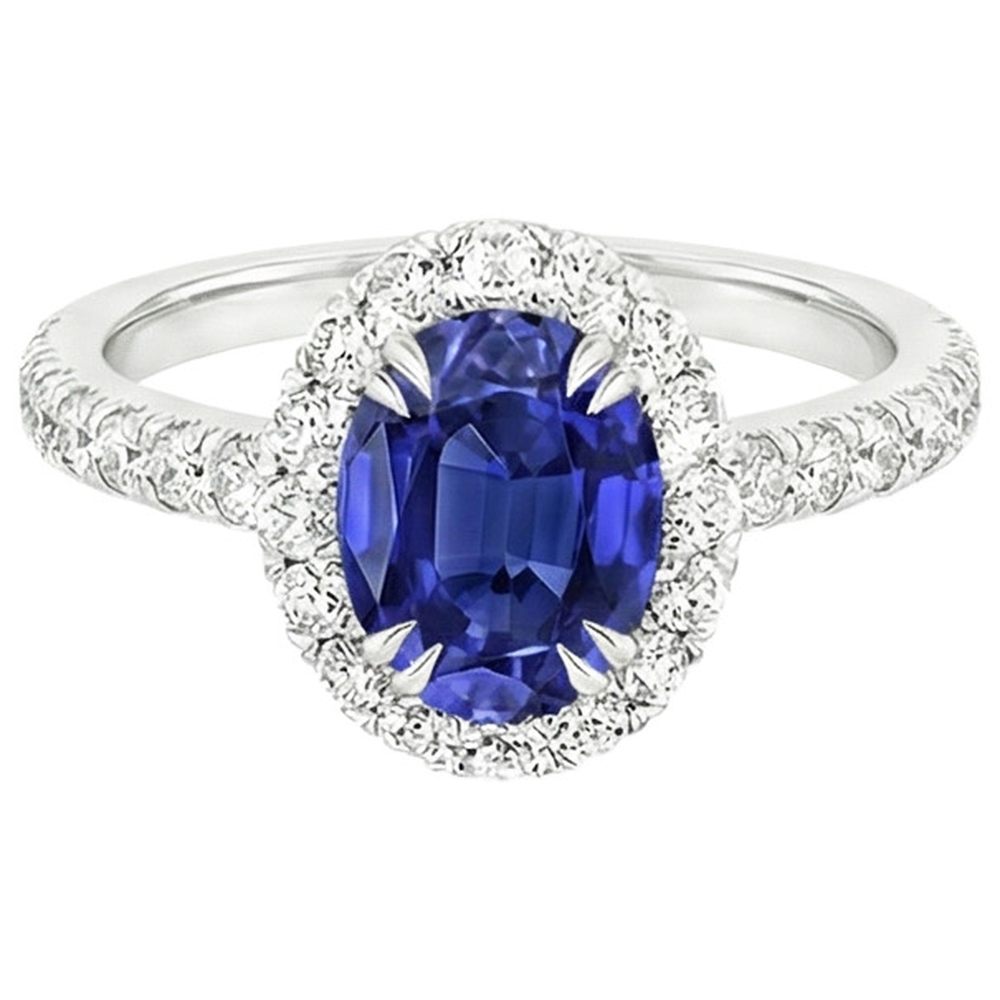 naturel oval saphir 5.50carats bague vue de dessus