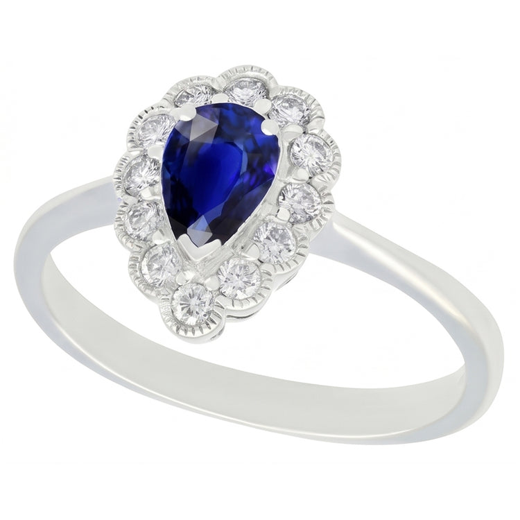 Bague Anniversaire Halo Style Antique Saphir Bleu Pierre Gemme 3.50 Carats