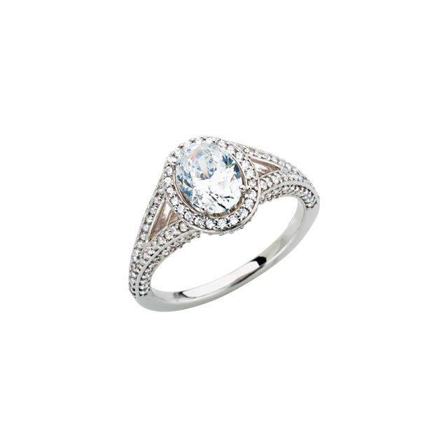 Bague Anniversaire Halo Véritable Diamond Ovale 2.35 Carats Tige Fendue Or Blanc 14K