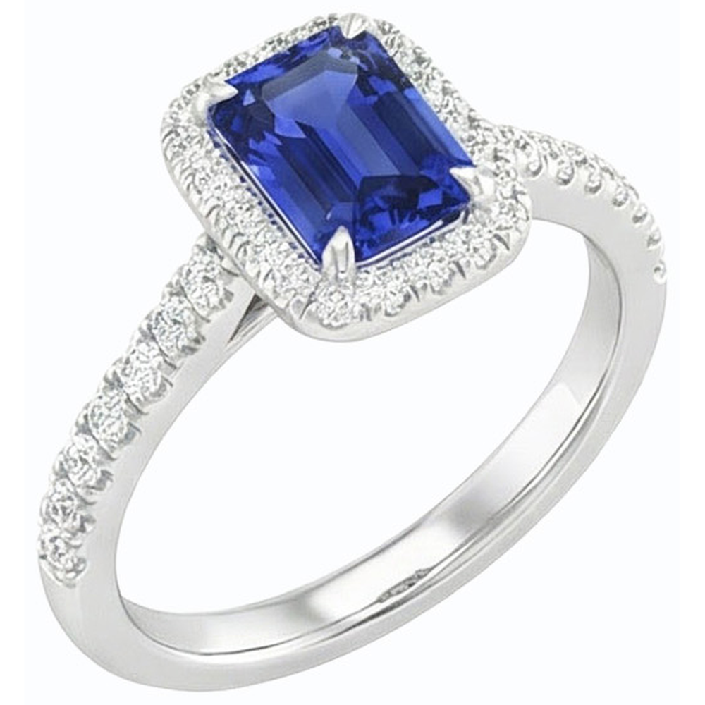 naturel round saphir 3carats bague angle de côté