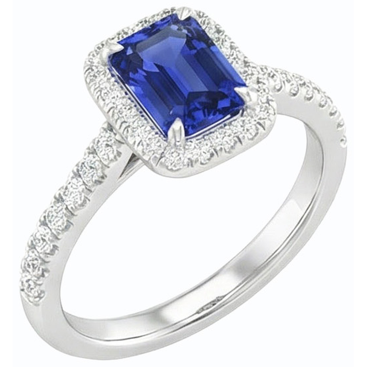 naturel round saphir 3carats bague angle de côté