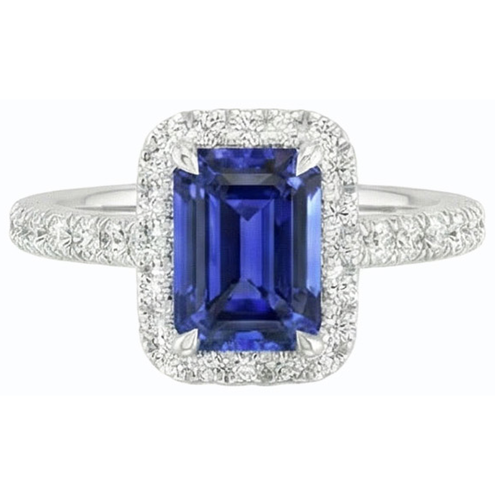 naturel round saphir 3carats bague sur blanc
