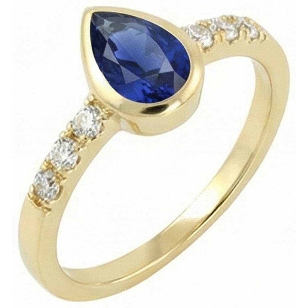 naturel pear diamant 2carats bague vue de face