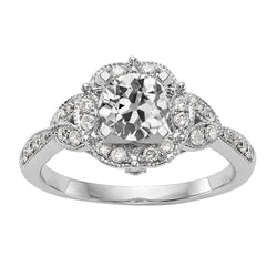 Bague Anniversaire Milligrain Halo Réel Diamant Taille Ancienne Femme 3.50 Carats