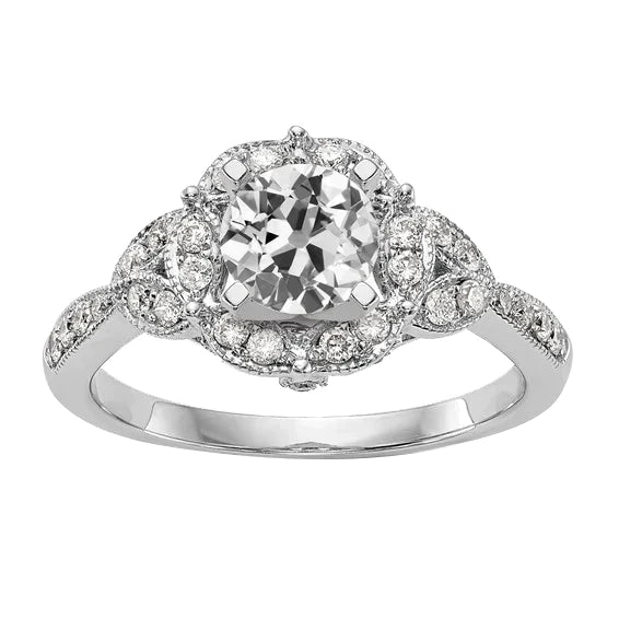 Bague Anniversaire Milligrain Halo Réel Diamant Taille Ancienne Femme 3.50 Carats