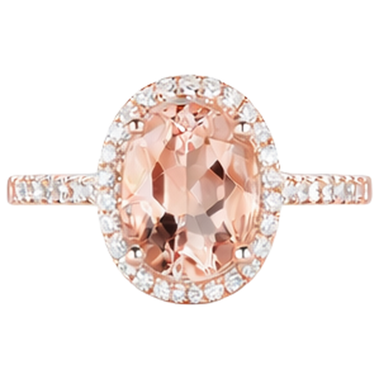 Bague Anniversaire Morganite 17.15 Ct Et Diamants Naturels Extraits des Mines ( et non cultivés en laboratoire ) Or Rose 14K