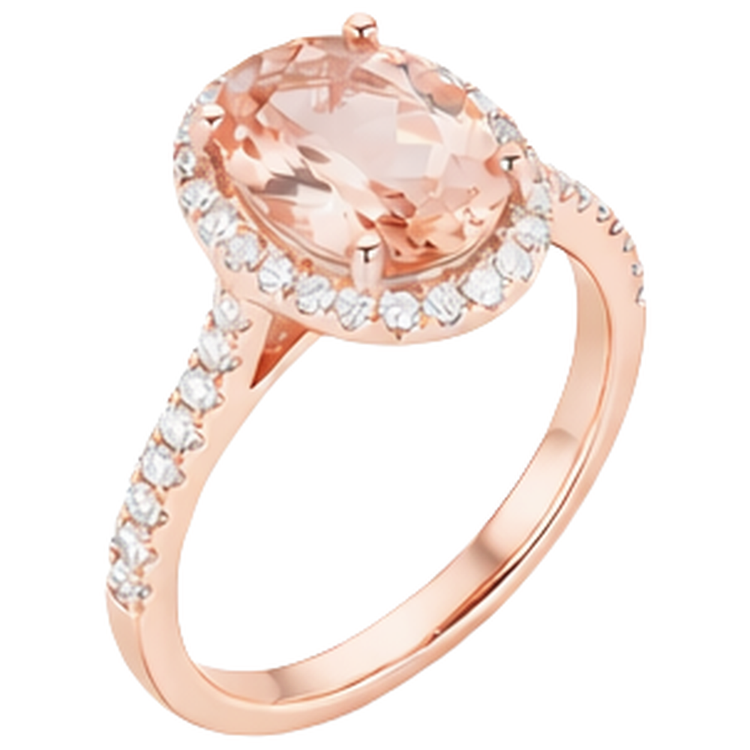 Bague Anniversaire Morganite 17.15 Ct Et Diamants Naturels Extraits des Mines ( et non cultivés en laboratoire ) Or Rose 14K