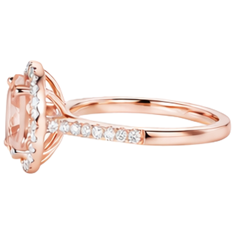 Bague Anniversaire Morganite 17.15 Ct Et Diamants Naturels Extraits des Mines ( et non cultivés en laboratoire ) Or Rose 14K