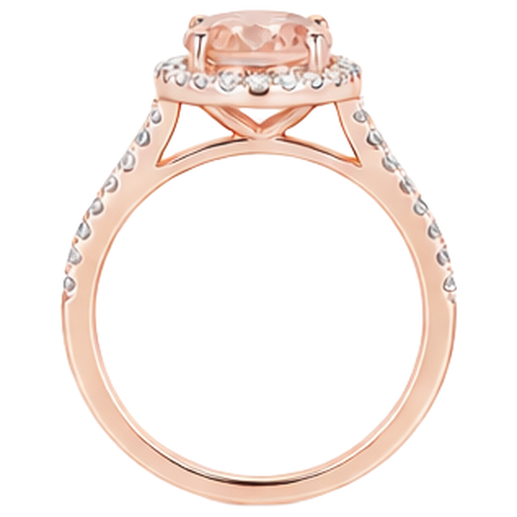 Bague Anniversaire Morganite 17.15 Ct Et Diamants Naturels Extraits des Mines ( et non cultivés en laboratoire ) Or Rose 14K