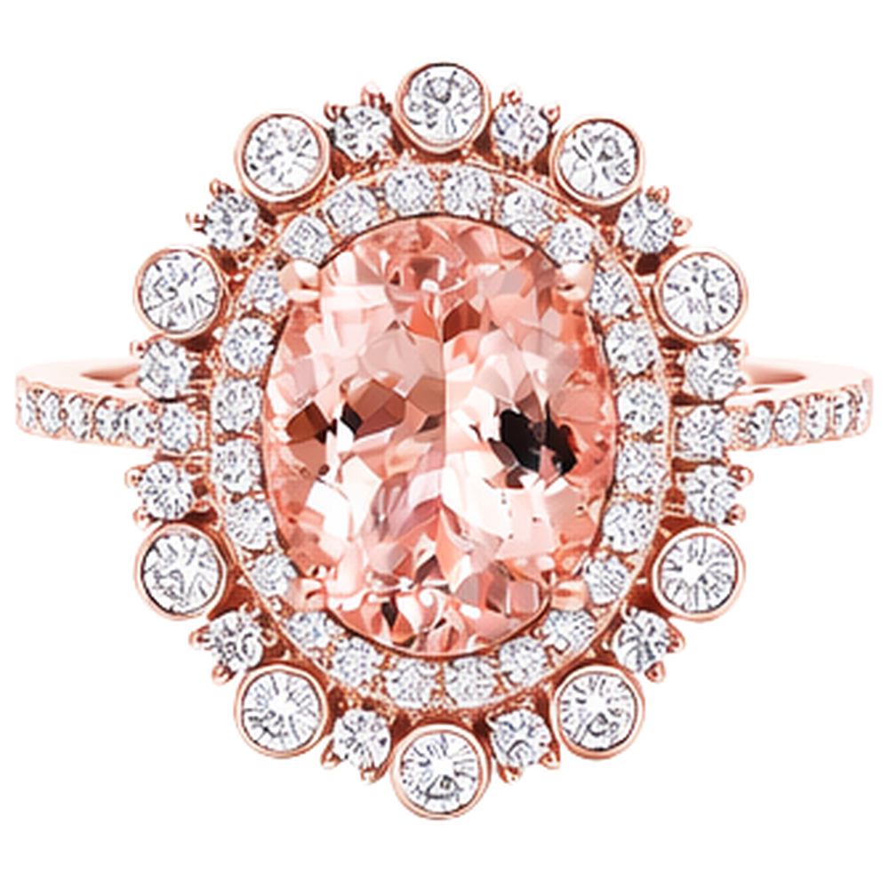 naturel oval morganite 10.75carats bague angle de côté