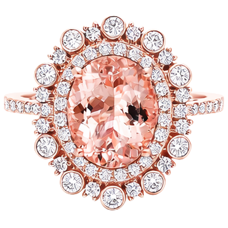 naturel oval morganite 10.75carats bague angle de côté