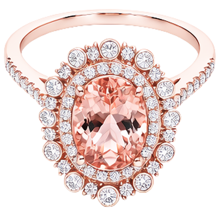 naturel oval morganite 10.75carats bague détail rapproché