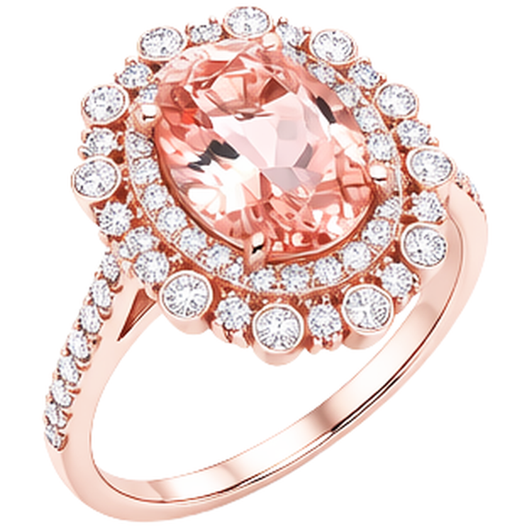 naturel oval morganite 10.75carats bague vue de dessus