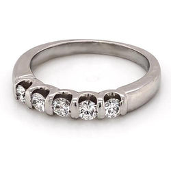 Bague Anniversaire Naturel Diamant 1 Carat U Sertissage Pétoncle Or Blanc 14K