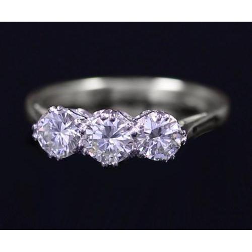 Bague Anniversaire Naturel Diamant 3 Pierres 1.50 Carats Bijoux