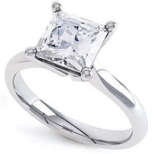 Bague Anniversaire Naturel Diamant Etincelant Solitaire De 2.85 Ct En Or Blanc 14K