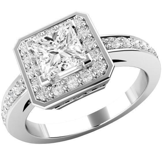 Bague Anniversaire Naturel Diamant Halo 3.85 Carats Or Blanc 14K