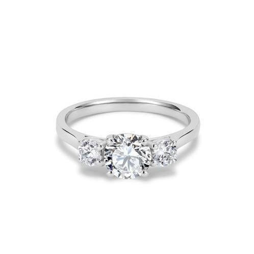 Bague Anniversaire Naturel Diamant Rond 3 Pierres 2.70 Ct Or Blanc 14K