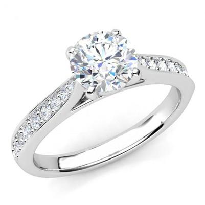 Bague Anniversaire Naturel Diamant Rond Etincelant De 4.10 Ct En Or Blanc