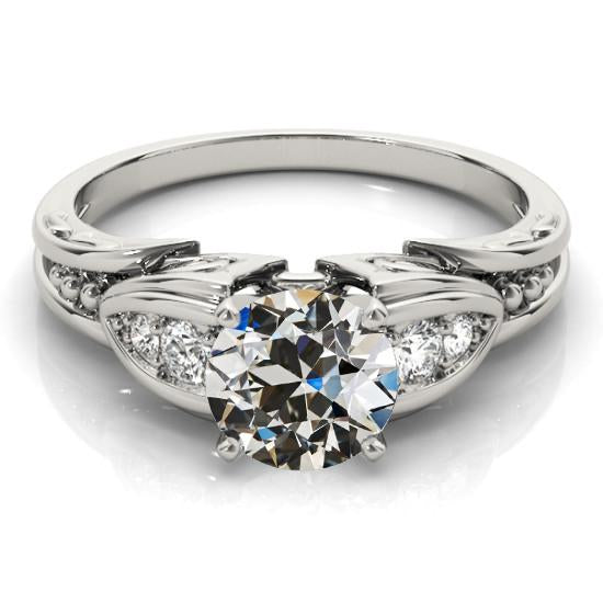 Bague Anniversaire Naturel Diamant Taille ancienne mine Or Blanc 2.75 Carats