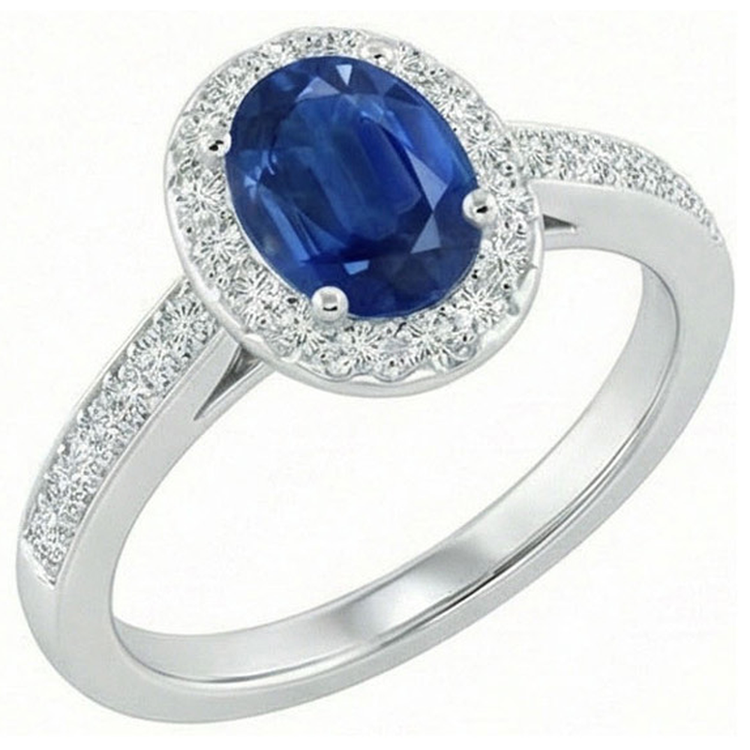 naturel oval diamant 2.11carats bague vue de dessus