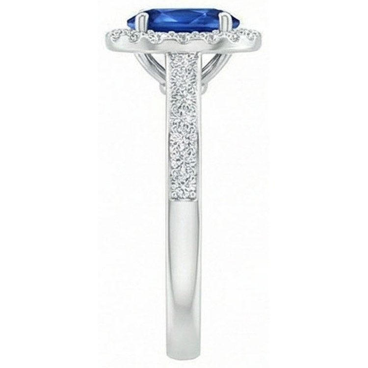naturel oval diamant 2.11carats bague vue de profil