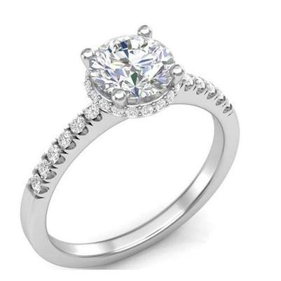 Bague Anniversaire Or Blanc 14K 3.30 Carats Véritable Diamants Ronds