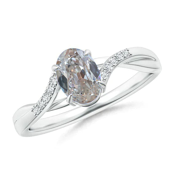 Bague Anniversaire Ovale Griffes d'Aigle Vieux Véritable Diamant Européen 2.50 Ct Bijoux