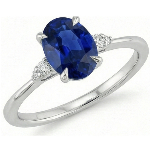 naturel oval saphir 3carats bague angle de côté