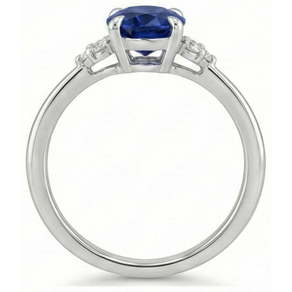 naturel oval saphir 3carats bague détail rapproché