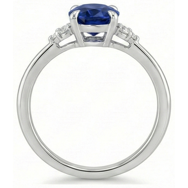 naturel oval saphir 3carats bague détail rapproché