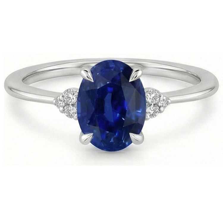 naturel oval saphir 3carats bague vue de dessus