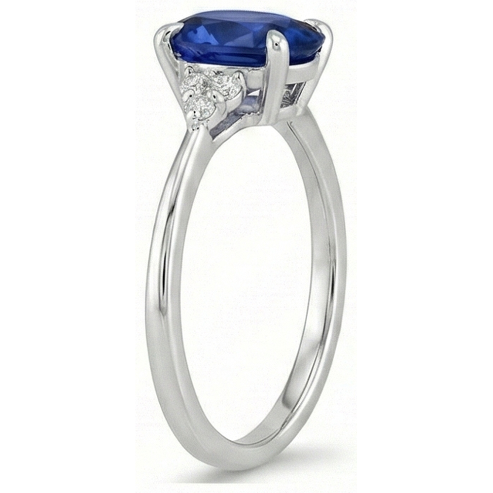naturel oval saphir 3carats bague vue de profil