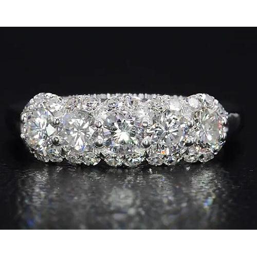 Bague Anniversaire Pour Femme à 2,50 Carats De Véritable Diamants Ronds 14K D'Or Blanc