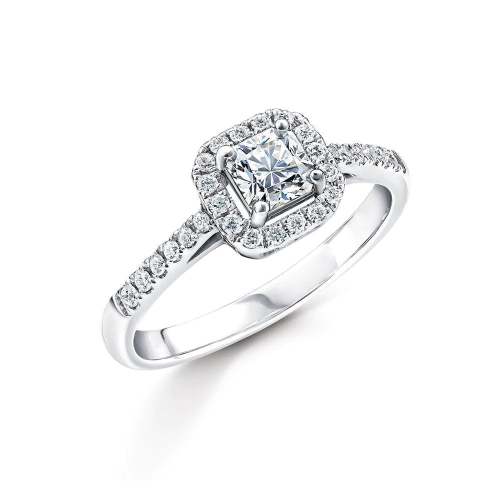 Bague Anniversaire Réel Diamant 1.58 Carats Halo Prong Set Or Blanc 14K