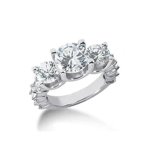 Bague Anniversaire Réel Diamant 4.51 Carats Femme Or Blanc 14K