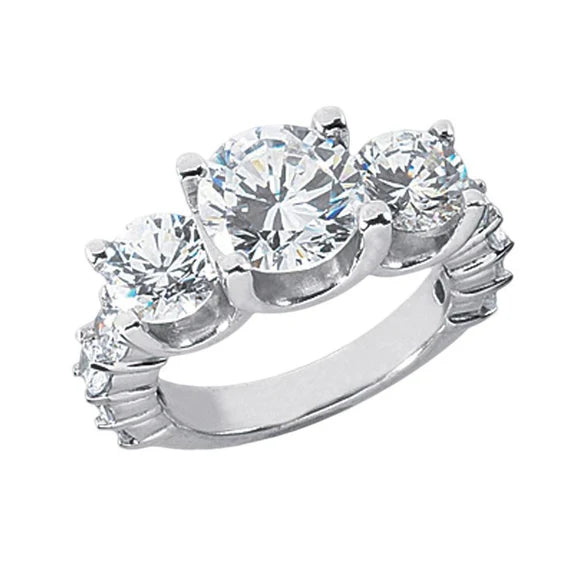 Bague Anniversaire Réel Diamant 4.51 Carats Femme Or Blanc 14K