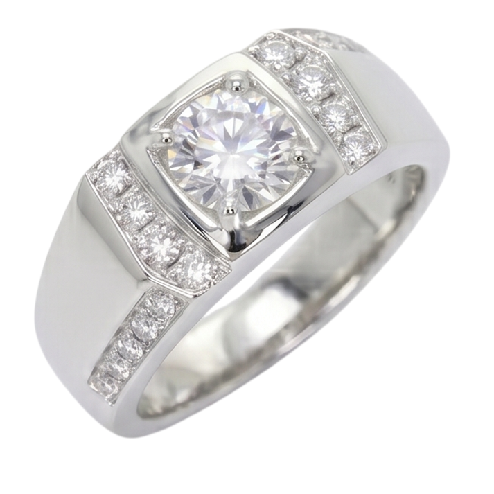 Bague Anniversaire Réel Diamant Rond 1.75 Carats Or Blanc 14K
