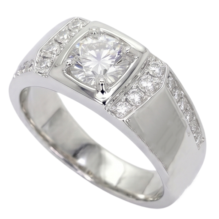 Bague Anniversaire Réel Diamant Rond 1.75 Carats Or Blanc 14K
