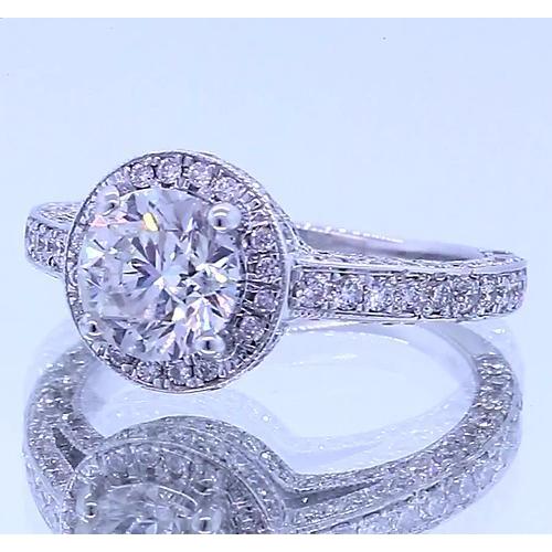 Bague Anniversaire Réel Diamant Rond Serti Halo 4 Carats