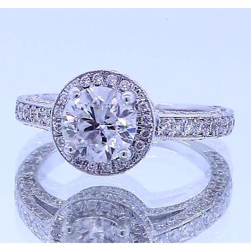 Bague Anniversaire Réel Diamant Rond Serti Halo 4 Carats