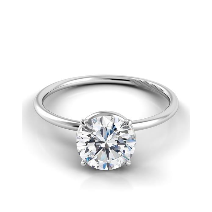 Bague Anniversaire Réel Diamant Solitaire Classique 2.50 Carat Or Blanc 14K