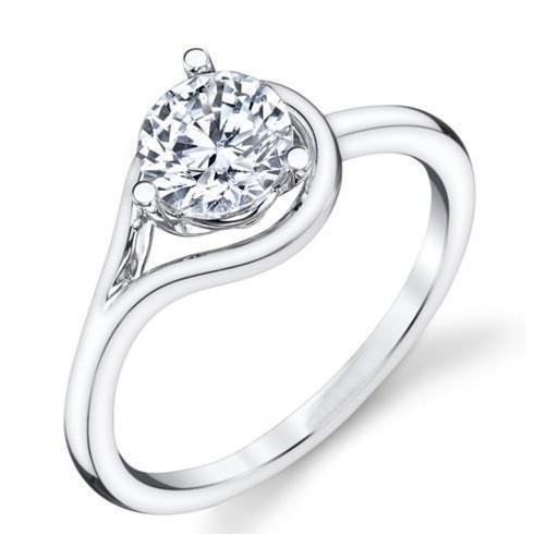 Bague Anniversaire Réel Diamant Solitaire Coupe Ronde 2 Ct En Or Blanc