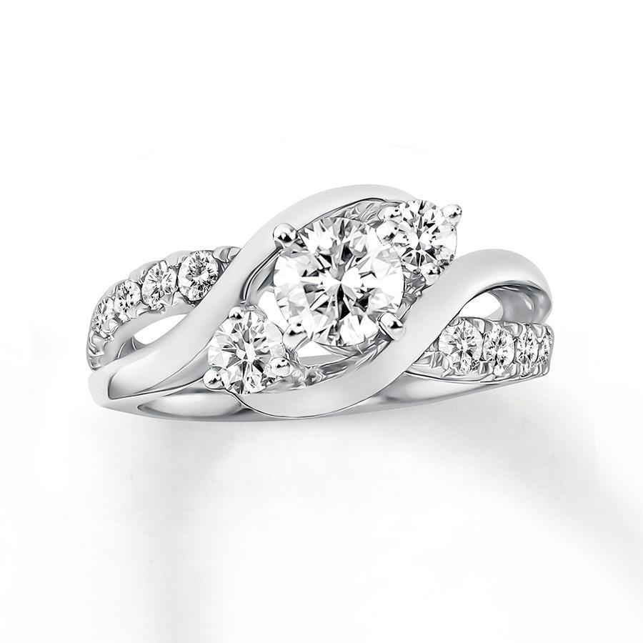 Bague Anniversaire Réel Diamant Taille Ronde 1.85 Carats Or Blanc 14K Nouveau