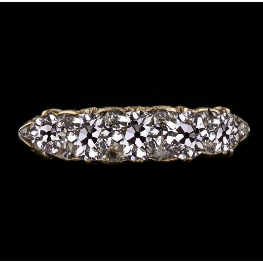 Bague Anniversaire Rond Vieux Mineur Diamant 5 Pierres Bijoux 5 Carats